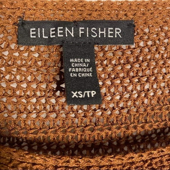 EILEEN FISHER Rich Brown Asymmetrical sweater w/Short Sleeves. Size XS - Picture 4 of 5